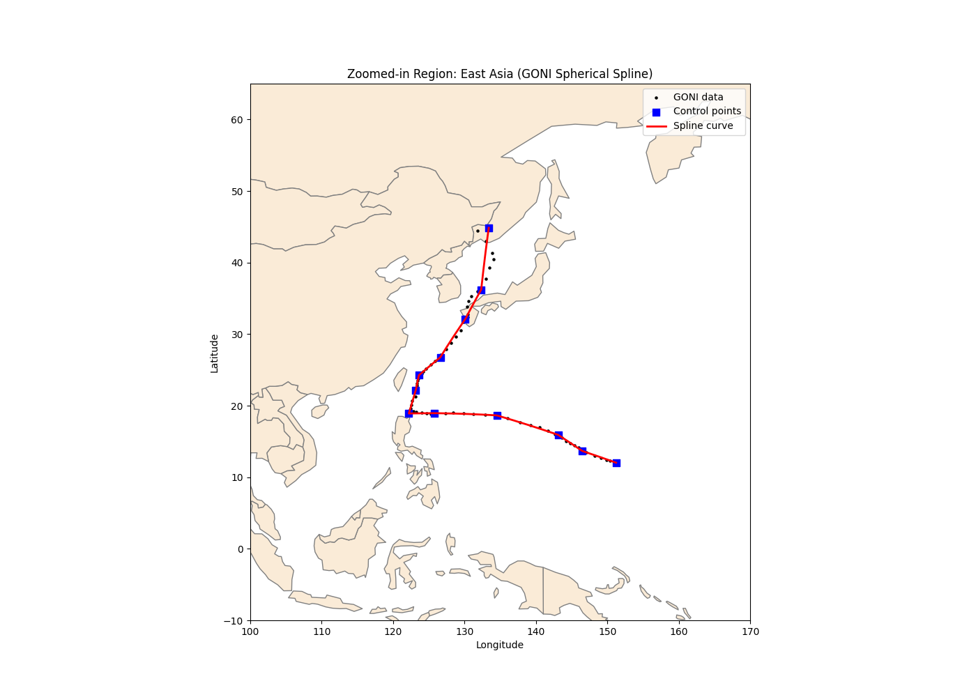 Zoomed-in Region: East Asia (GONI Spherical Spline)